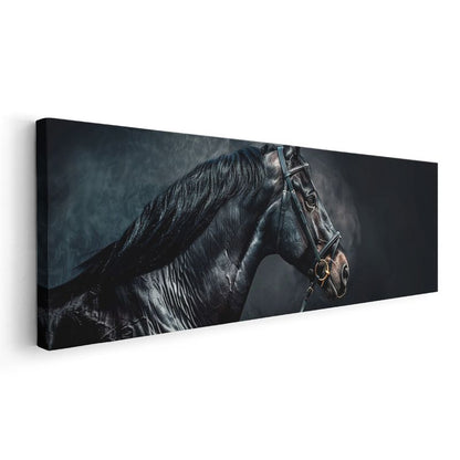 Siyah İnci - Karanlıkta Parlayan Yarış Atı Kanvas Tablo