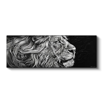 Asil Profil - Detaylı Çizim Aslan Portresi Kanvas Tablo