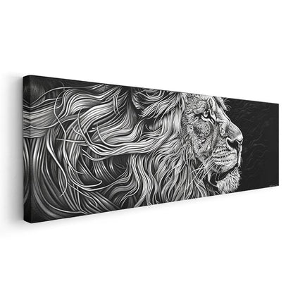 Asil Profil - Detaylı Çizim Aslan Portresi Kanvas Tablo