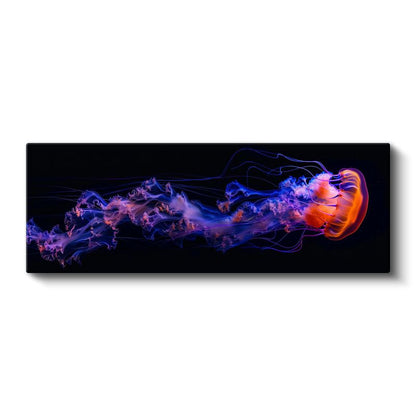 Neon Denizanası - Mor ve Turuncu Tonlarında Deniz Canlısı Kanvas Tablo