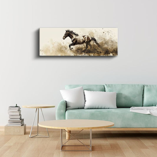 Özgürlük Koşusu - Toz Bulutu İçinde Koşan At Kanvas Tablo