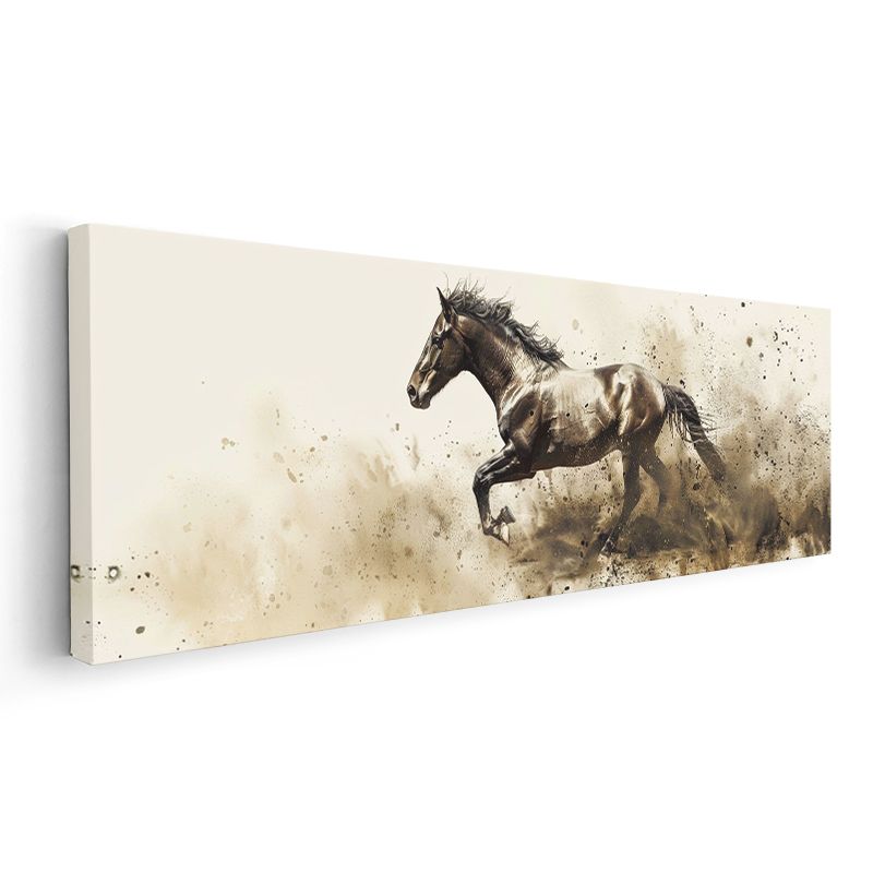 Özgürlük Koşusu - Toz Bulutu İçinde Koşan At Kanvas Tablo
