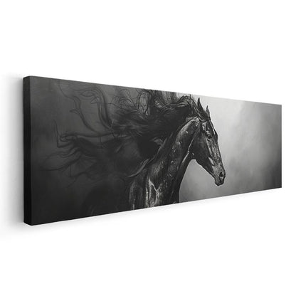 Karanlık Ruh - Siyah Beyaz At Profili Kanvas Tablo