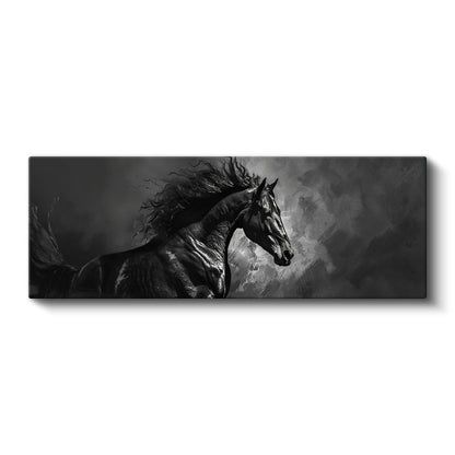 Karanlık Rüzgar - Yelesi Dalgalanan Siyah At Kanvas Tablo