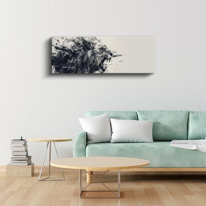 Öfkenin Sesi - Kükreyen Aslan Profili Kanvas Tablo