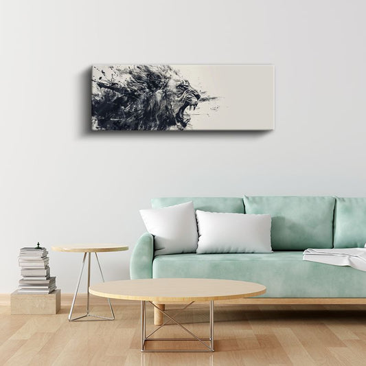 Öfkenin Sesi - Kükreyen Aslan Profili Kanvas Tablo