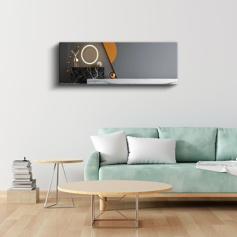 Lüks Dekor - Altın Geyik Heykeli Modern Tasarım Kanvas Tablo