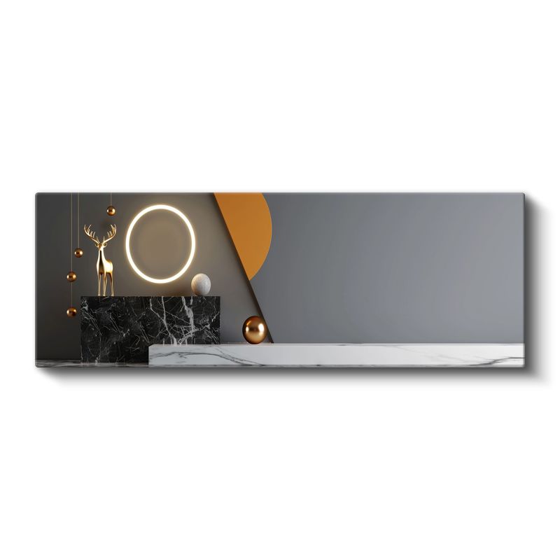 Lüks Dekor - Altın Geyik Heykeli Modern Tasarım Kanvas Tablo