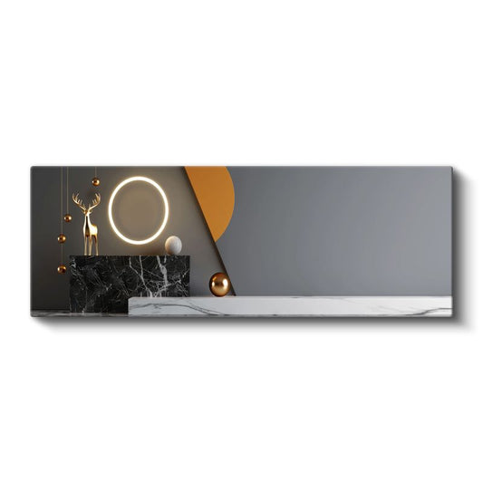 Lüks Dekor - Altın Geyik Heykeli Modern Tasarım Kanvas Tablo