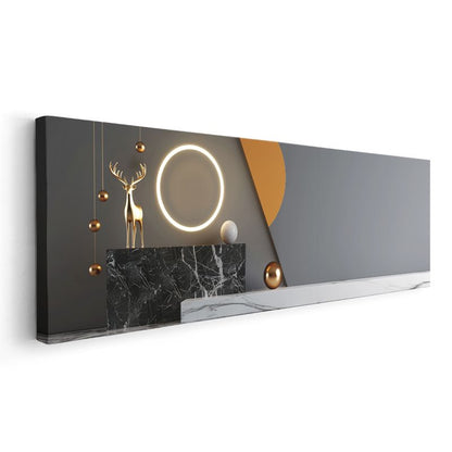 Lüks Dekor - Altın Geyik Heykeli Modern Tasarım Kanvas Tablo
