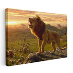 Yatay Kanvas Tablo Kayalık Üzeri Kral Aslan Tablosu Ev Ofis Duvar Dekoru