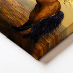 Yatay Kanvas Tablo Karşı Karşıya Vahşi Atlar At Tablosu Ev Ofis Duvar Dekoru