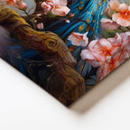 Yatay Kanvas Tablo Çiçekli Dalda Tavus Kuşları Tavus Kuşu Tablosu Ev Ofis Duvar Dekoru