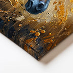 Yatay Kanvas Tablo Altın Boya Efektli Siyah At At Tablosu Ev Ofis Duvar Dekoru