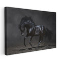 Yatay Kanvas Tablo Kaslı Siyah Aygır At Tablosu Ev Ofis Duvar Dekoru