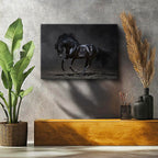 Yatay Kanvas Tablo Kaslı Siyah Aygır At Tablosu Ev Ofis Duvar Dekoru