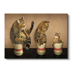 Yatay Kanvas Tablo Terazi Üzerinde Üç Kedi Kedi Tablosu Ev Ofis Duvar Dekoru