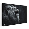 Yatay Kanvas Tablo Yağmur Efektli Kükreyen Aslan Tablosu Ev Ofis Duvar Dekoru