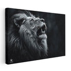 Yatay Kanvas Tablo Yağmur Efektli Kükreyen Aslan Tablosu Ev Ofis Duvar Dekoru