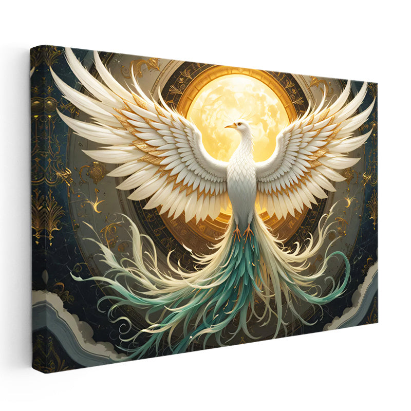 Yatay Kanvas Tablo Mitolojik Kanat Anka Kuşu Tablosu Ev Ofis Duvar Dekoru
