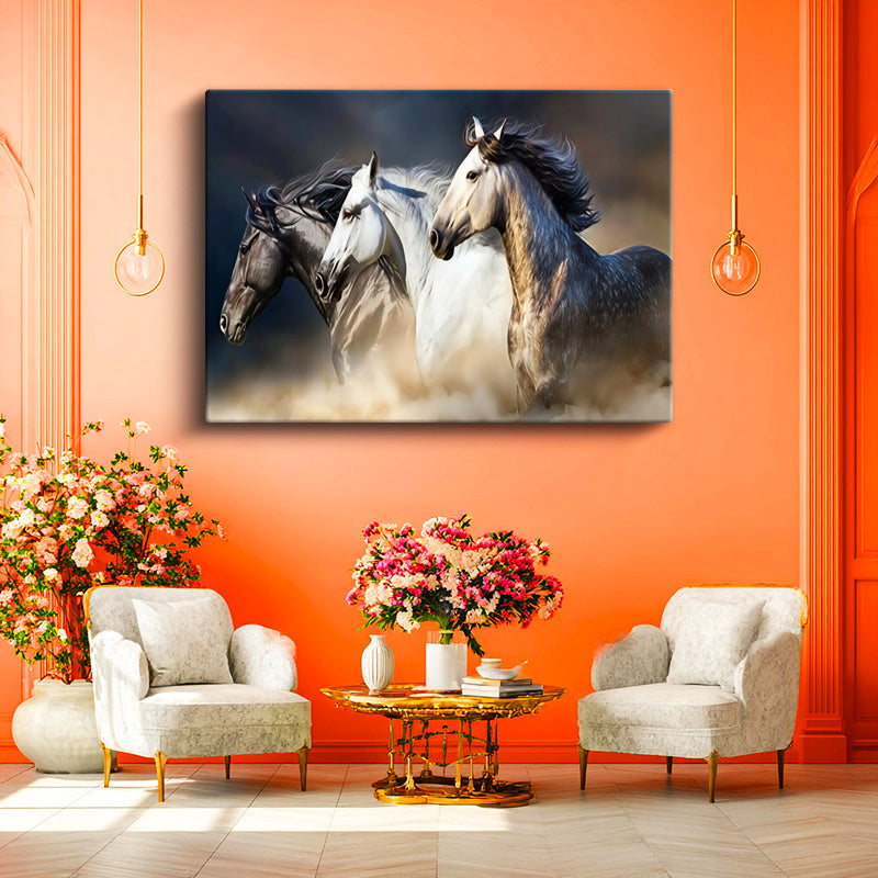 Yatay Kanvas Tablo Dinamik Koşu At Tablosu Ev Ofis Duvar Dekoru