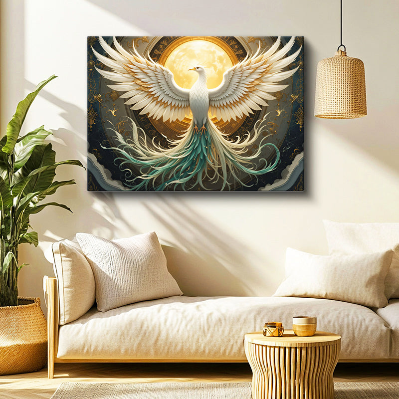 Yatay Kanvas Tablo Mitolojik Figür Anka Kuşu Tablosu Ev Ofis Duvar Dekoru