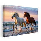 Yatay Kanvas Tablo Deniz Kıyısı At Tablosu Ev Ofis Duvar Dekoru