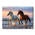 Yatay Kanvas Tablo Deniz Kıyısı At Tablosu Ev Ofis Duvar Dekoru