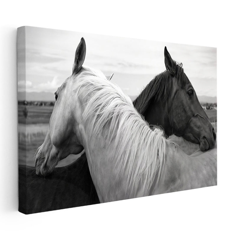 Yatay Kanvas Tablo İkili Portre At Tablosu Ev Ofis Duvar Dekoru