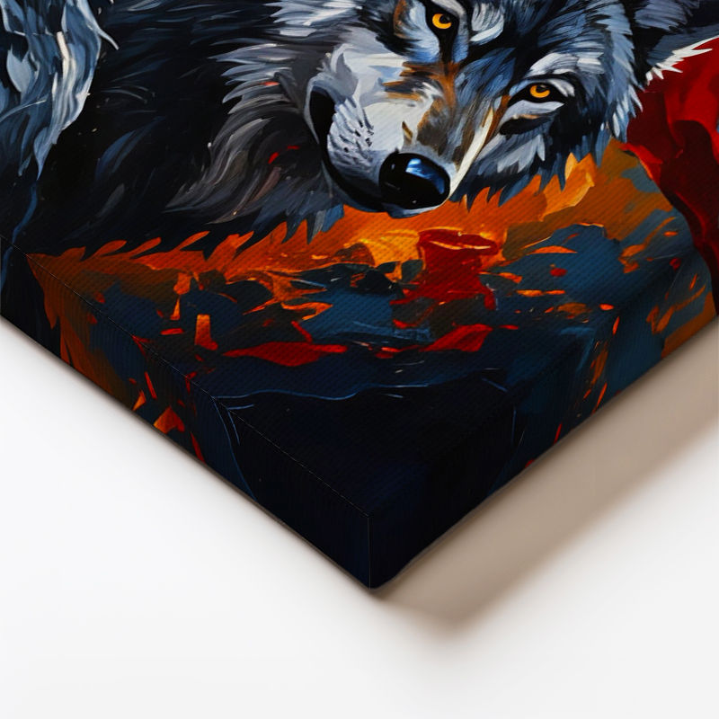 Yatay Kanvas Tablo Ay Yıldız Kurt Tablosu Ev Ofis Duvar Dekoru