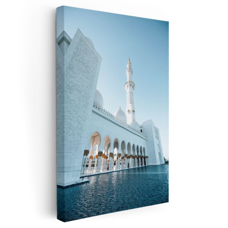 Şeyh Zayed Camii - Beyaz Mermerin Zarafeti Kanvas Tablo
