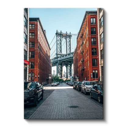 Manhattan Köprüsü - Tuğla Binalar Arasında Kanvas Tablo