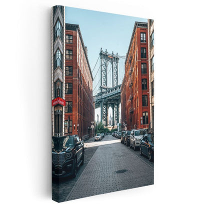 Manhattan Köprüsü - Tuğla Binalar Arasında Kanvas Tablo