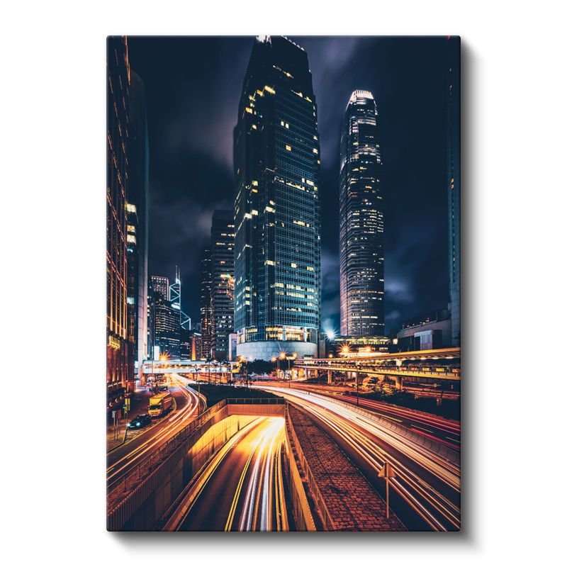 Metropol - Gece Işıkları ve Gökdelenler Kanvas Tablo