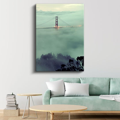 Golden Gate Köprüsü - Sis İçinde Silüet Kanvas Tablo