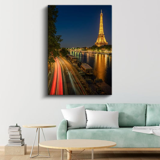 Eyfel Kulesi - Gece Işıltısı Kanvas Tablo