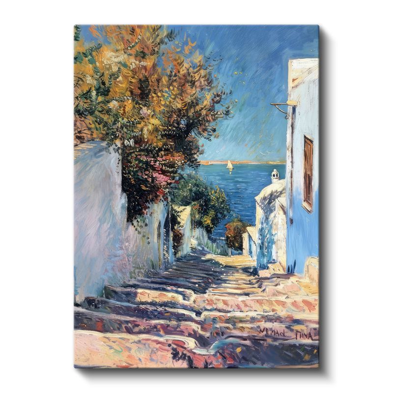 Akdeniz Sokağı - Denize İnen Merdivenler Kanvas Tablo