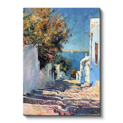 Akdeniz Sokağı - Denize İnen Merdivenler Kanvas Tablo