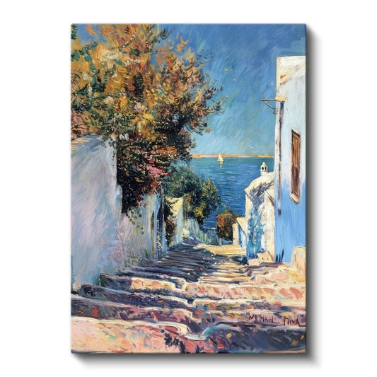 Akdeniz Sokağı - Denize İnen Merdivenler Kanvas Tablo