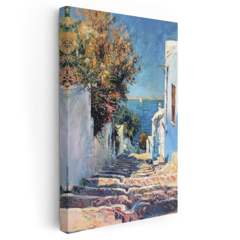 Akdeniz Sokağı - Denize İnen Merdivenler Kanvas Tablo