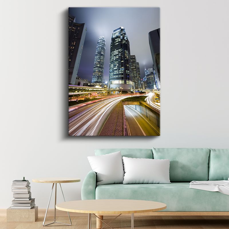 Metropol Işıkları - Gece Trafiği Kanvas Tablo
