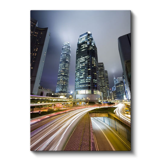 Metropol Işıkları - Gece Trafiği Kanvas Tablo