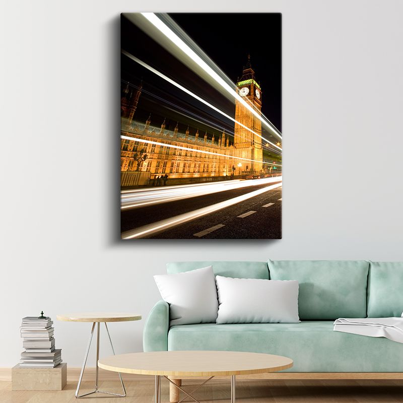 Big Ben - Gece Işık İzleri Kanvas Tablo