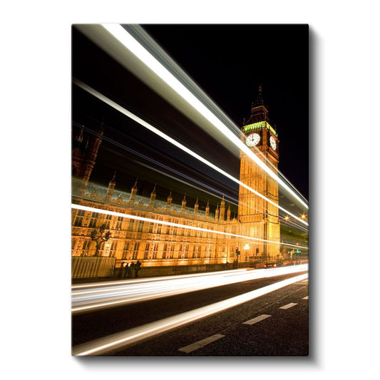 Big Ben - Gece Işık İzleri Kanvas Tablo