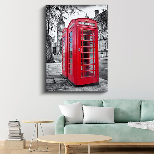 Kırmızı Telefon Kulübesi - Londra Simgesi Kanvas Tablo