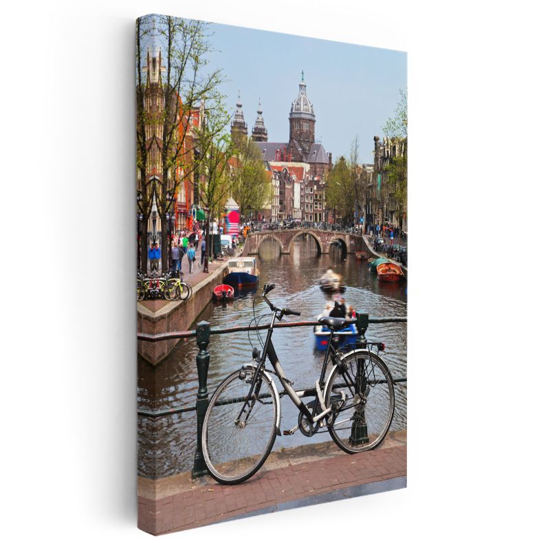 Amsterdam Kanalları - Bisiklet ve Köprüler Kanvas Tablo