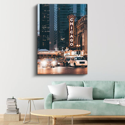 Chicago Tiyatrosu - Gece Işıltısı Kanvas Tablo