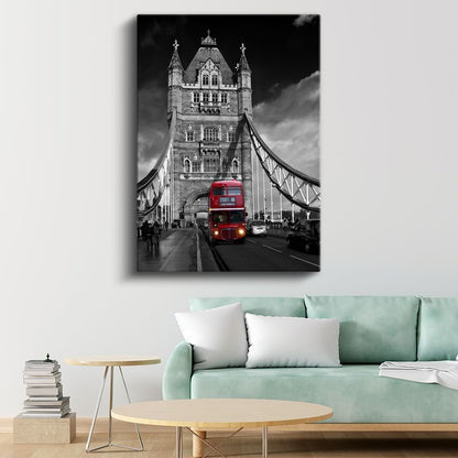 Tower Bridge - Kırmızı Otobüs Kanvas Tablo
