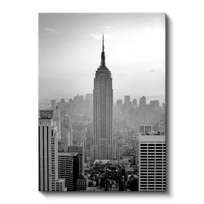 Empire State - Siyah Beyaz Siluet Kanvas Tablo