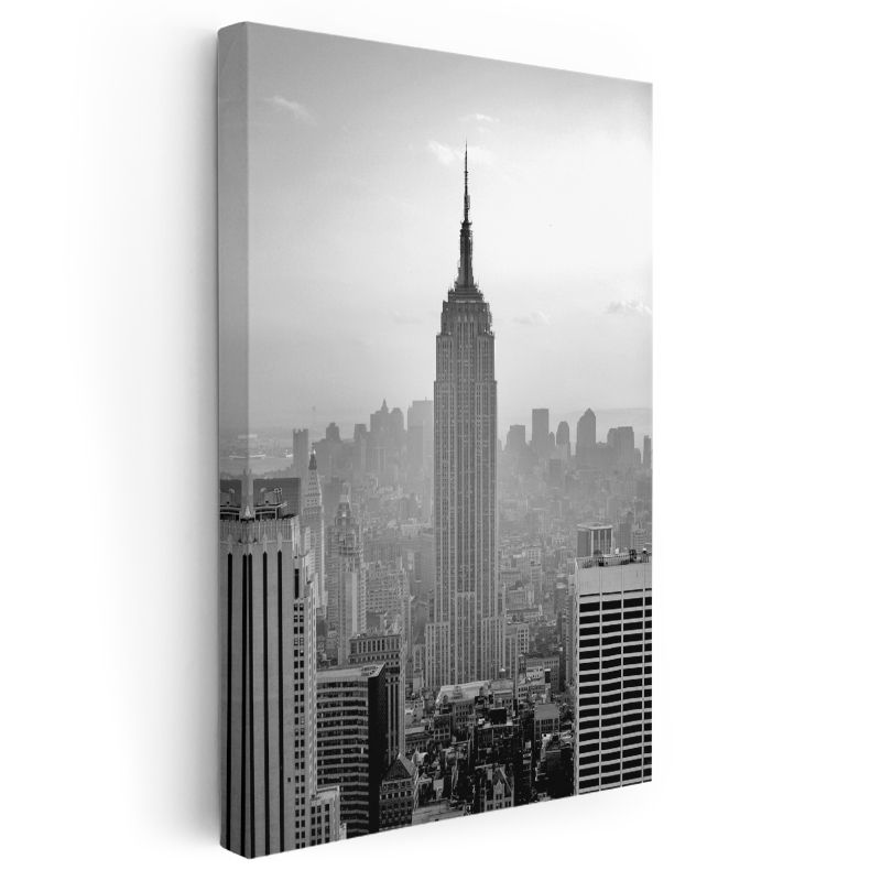 Empire State - Siyah Beyaz Siluet Kanvas Tablo